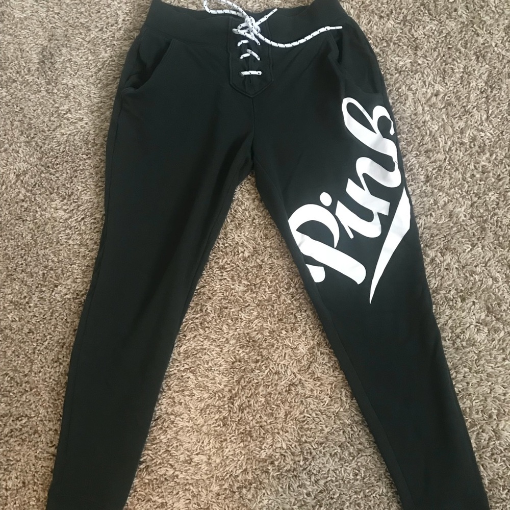 Pink Victoria’s Secret sweats/leggings dark green